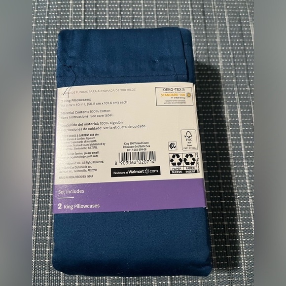 🌸 New Better Homes & Gardens 300 Thread Count Cotton Sateen Pillowcases, King - Picture 4 of 7